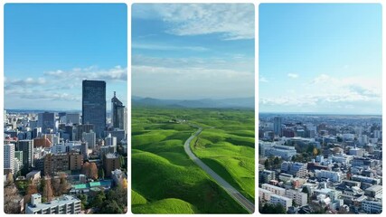 Poster - Collage footage of various drone aerial shots