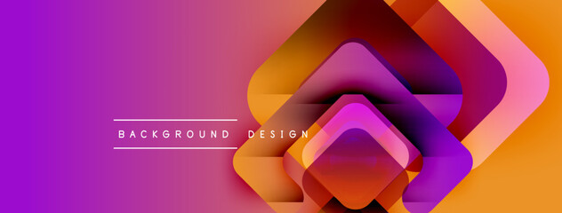 Leinwandbilder - Abstract gradient layers create dynamic composition. Purple transitions to orange, forming modern background design. Shapes overlap, adding depth.