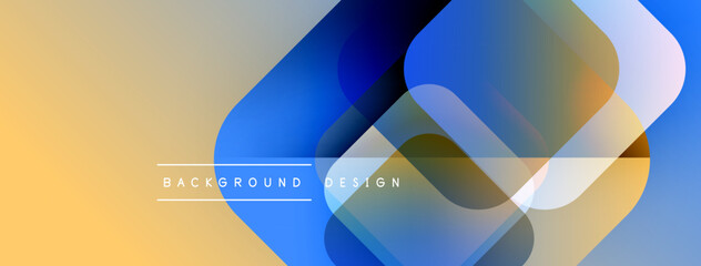 Aufkleber - Abstract design features overlapping rounded shapes. Colors include blue, gold, beige. Modern aesthetic suitable for backgrounds.