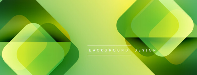 Leinwandbilder - Abstract geometric shapes overlap, creating vibrant green gradients. Modern design suitable for backgrounds, presentations, branding.