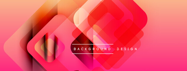 Leinwandbilder - Abstract geometric shapes overlap, creating vibrant pink, red gradient. Modern design suitable for backgrounds, presentations.