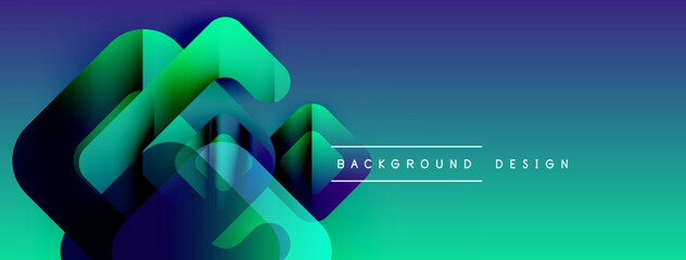 Poster - Abstract geometric shapes overlap, creating vibrant blue, green gradient. Modern design element for backgrounds, banners, presentations.