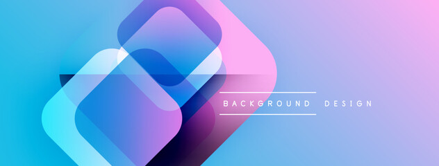 Poster - Abstract geometric shapes overlap, creating vibrant blue, purple gradients. Modern design suitable for backgrounds, presentations.