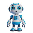 © Shafaq - A full shot of a blue and white robot with a sad face standing on a transparent background looking forward