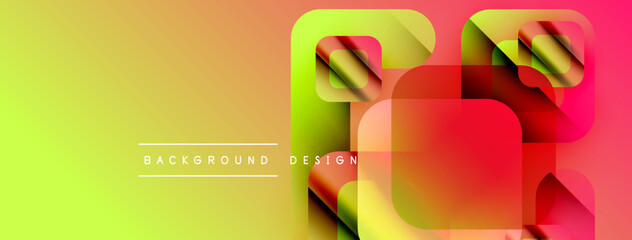 Poster - Abstract vibrant background. Overlapping squares create dynamic colorful composition. Gradient transitions, modern design elements present.