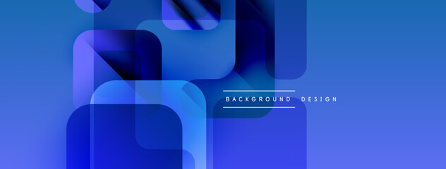 Aufkleber - Abstract blue shapes overlap, creating dynamic composition. Modern design elements suggest fluidity, depth, visual interest.