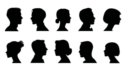 Wall Mural - User profile icon set simple silhouette vector on white background  -  