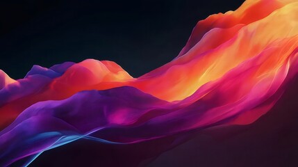 Aufkleber - 光と色の波状の抽象的な背景 カラフルなグラデーションのエネルギー感