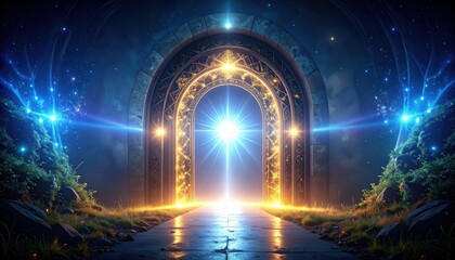 Poster - Enchanted Portal of Light Leading to Unknown Destinations and Dreams