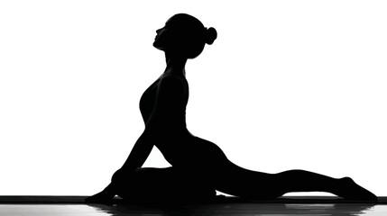 Wall Mural - Woman in yoga pose silhouette vector isolated on white background  -  