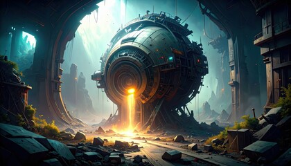 Poster - Ruined Anti-Gravity Generator in a Tragic Scientific Marvel Environment