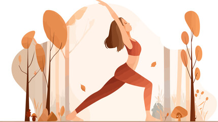 Wall Mural - Yoga in nature landing page simple vector on white background  -  