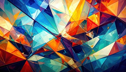 Poster - Abstract Shattered Glass Artwork with Vibrant Colorful Fragments