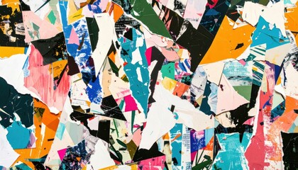 Poster - Abstract Torn Paper Collage with Fragmented Artistic Patterns