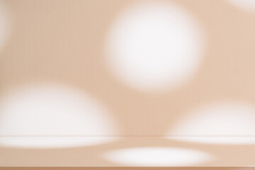 Poster - Brown background,Studio wall with white light and shadow on podium for product display,Interior room with light on beige floor,Backdrop background mockup scene with blur abstract round spotlight ..