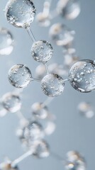 Poster - 透明な泡の連鎖 科学的抽象背景に輝く光と球体で構成された構造