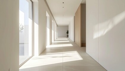 Poster - Bright Minimalist Hallway with Clean Lines and Natural Light