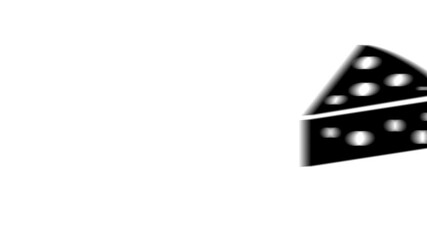 Poster - Animation set, cheese symbol. Animations: transparency, zooms, transition top to down, transition left to right, slide up to down, slide left to right