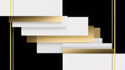 Aufkleber - 白と金の長方形が黒と白の背景に重ねられた抽象的なデザイン