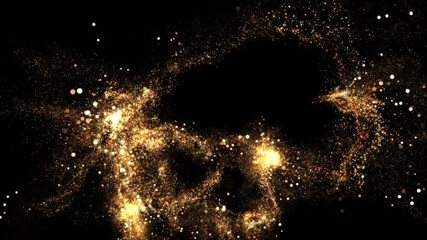 Wall Mural - golden smooth particles flow, gold particles, gold dust, loop transparent video, motion background