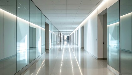 Poster - Endless Mirrored Hallway with Reflections and Distorted Shapes