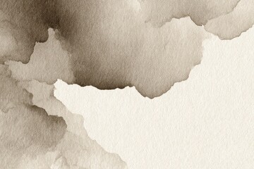 Wall Mural - Abstract brown watercolor stains blend on textured paper, creating a soft, organic, and artistic background.