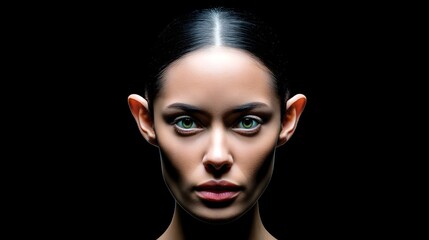 Poster - A dreamy fantasy elf with glowing blue eyes, soft lighting