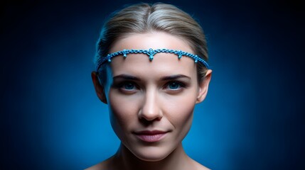 Poster - A majestic elven queen with intricate gold headpieces, magical aura