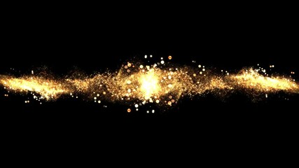 Wall Mural - golden horizontal line, gold particles, gold dust, loop border transparent video, motion background