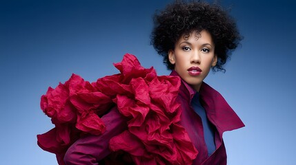 Poster - A high-fashion avant-garde portrait with unusual makeup and lighting