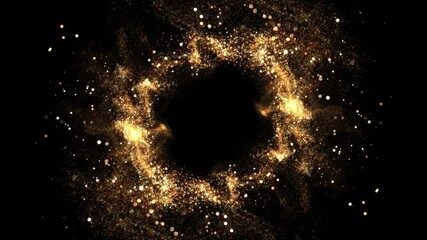 Wall Mural - golden circle, gold particles, gold dust, loop transparent video, motion background