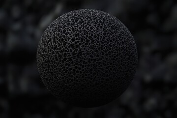 Poster - Exploring the intricate details of an abstract black textured sponge organic sphere, Abstract Black Textured Sponge Organic Sphere