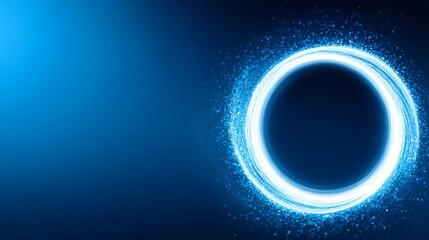 Wall Mural - blue glowing circular ring, futuristic digital energy loop, concept background for tech or sci-fi de