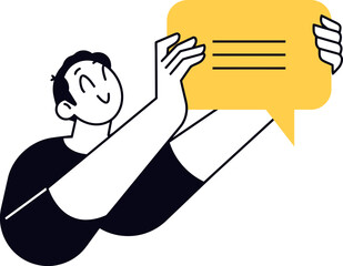 Poster - Man holding speech bubble communication message conversation dialogue discussion illustration vector art vector art illustration