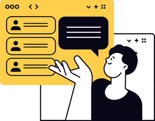 Fototapete - Communication chat message social media network connection people conversation dialogue interface design vector art illustration