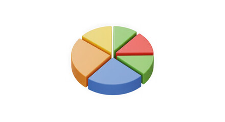 Poster - Data Analysis: A vibrant pie chart presents a colorful display of information, symbolizing data breakdown, market share analysis, or business performance indicators.