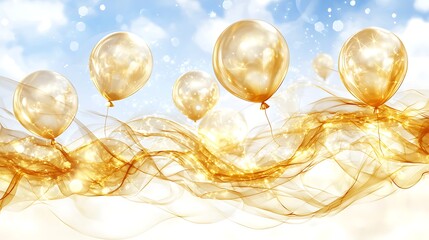 Poster - Celebratory balloon release outdoor event digital artwork festive atmosphere aerial view joyful concept
