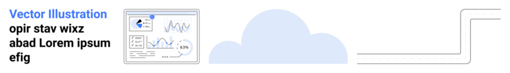 Poster - cloud computing icon, data analytics dashboard with graphs and charts, light background design. idea