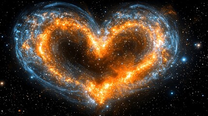 Poster - Celestial heart formation outer space digital art cosmic environment aerial view love and beauty concept

