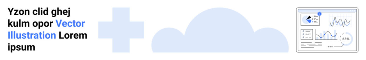 Poster - data dashboard with charts and graphs connected to cloud computing. ideal for analytics, technology,