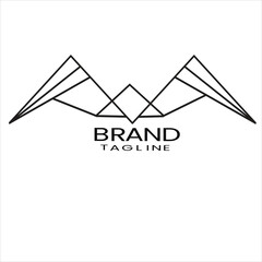 Poster - Outline Abstract Mountain Logo. Flat Line Vector Logo Design Template Element