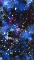 Wall Mural - Vivid star-filled galaxy scene with glowing nebulae in shades of blue, purple, and black, simulating a deep space cosmic view