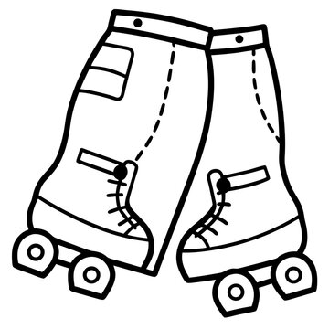 Faded Jeans with Roller Skate Patches – Vector on White