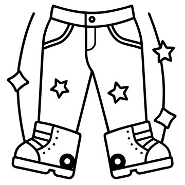 Faded Jeans with Roller Skate Patches – Vector on White