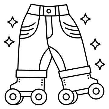Faded Jeans with Roller Skate Patches – Vector on White