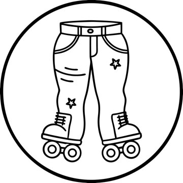Faded Jeans with Roller Skate Patches – Vector on White