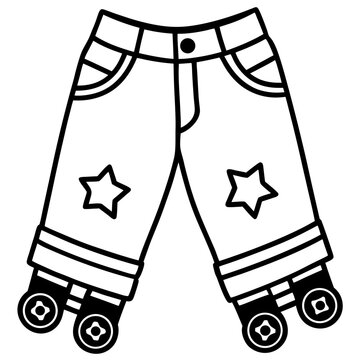 Faded Jeans with Roller Skate Patches – Vector on White