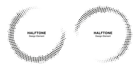 Wall Mural - halftone circle frame abstract dots logo emblem design element for medical, treatment, cosmetic. rou