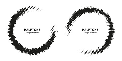 Wall Mural - halftone circle frame abstract dots logo emblem design element for medical, treatment, cosmetic. gru