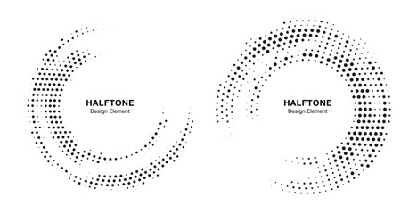 Wall Mural - halftone circle frame abstract dots logo emblem design element for medical, treatment, cosmetic. rou